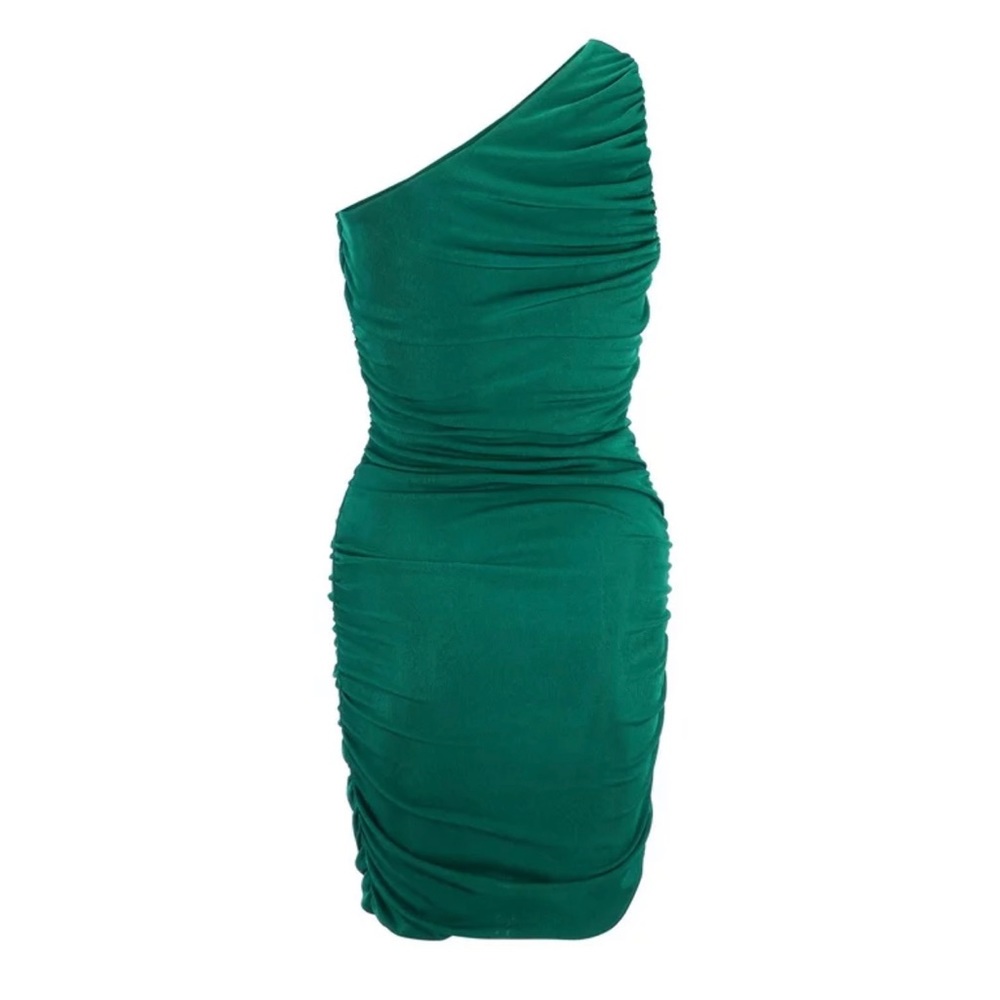 Zodggu Deals Mini Short Dresses for Women Sexy Solid Color Slim Fit Casual Ruche